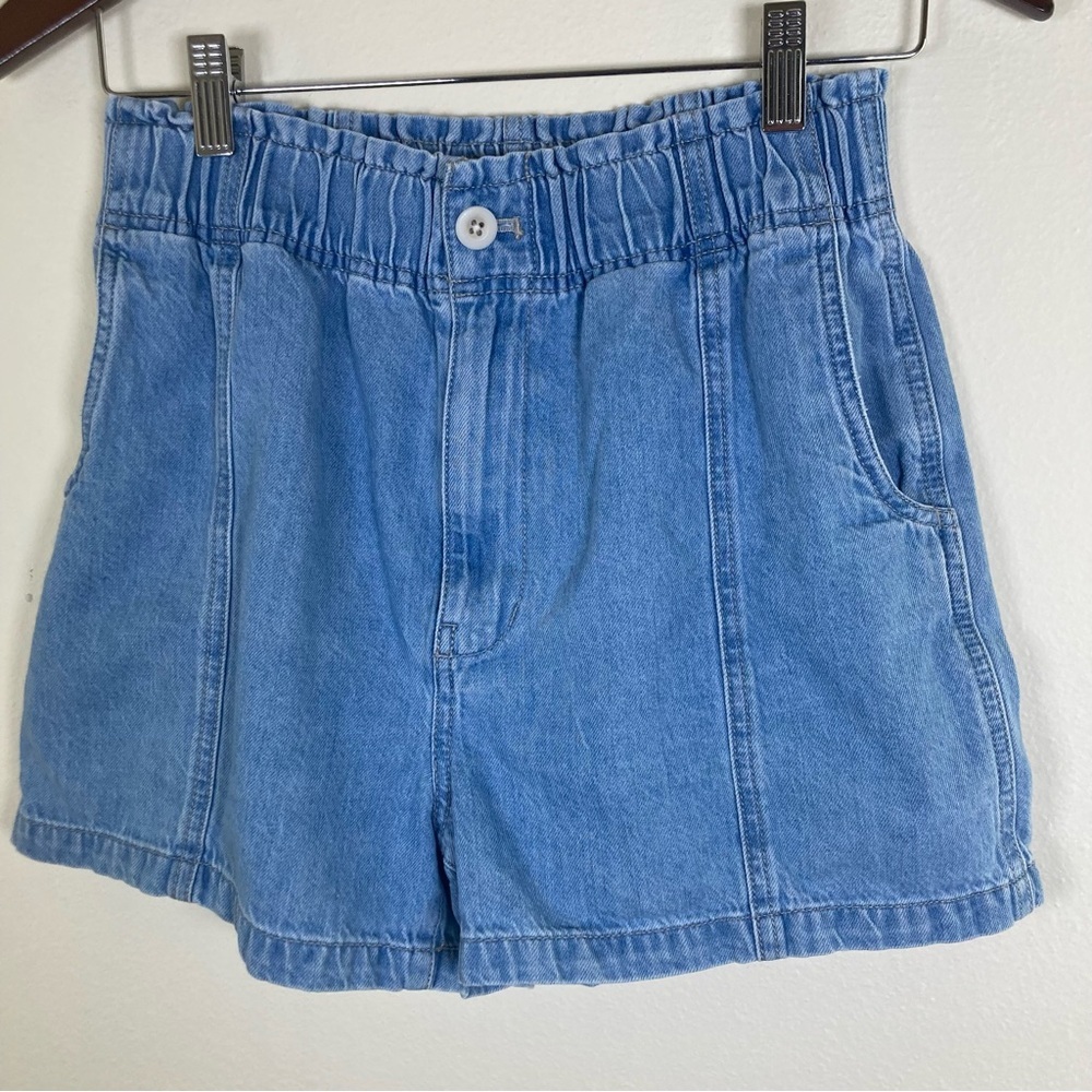 Madewell Denim Pull-On Shorts Elastic Waist Light Wash Size 25 Casual Summer